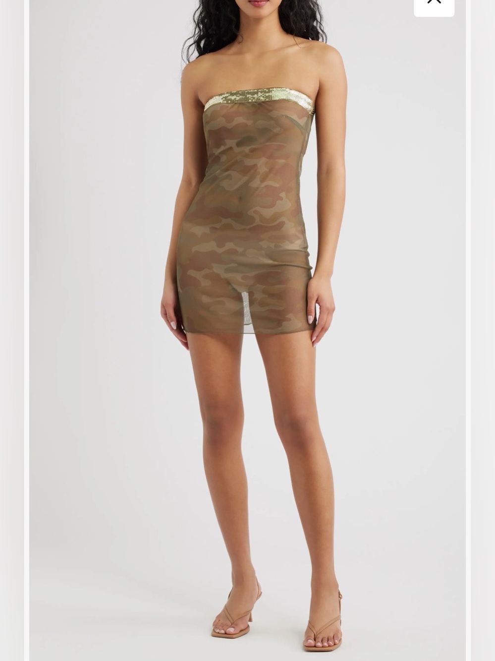 Bella Venice Chyler Camo Print Sequin Strapless Minidress